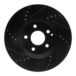Mercedes-Benz E350 Brake Rotor (1) - Front Right - R1 Concepts - Drilled & Slotted - Black - `03-`09